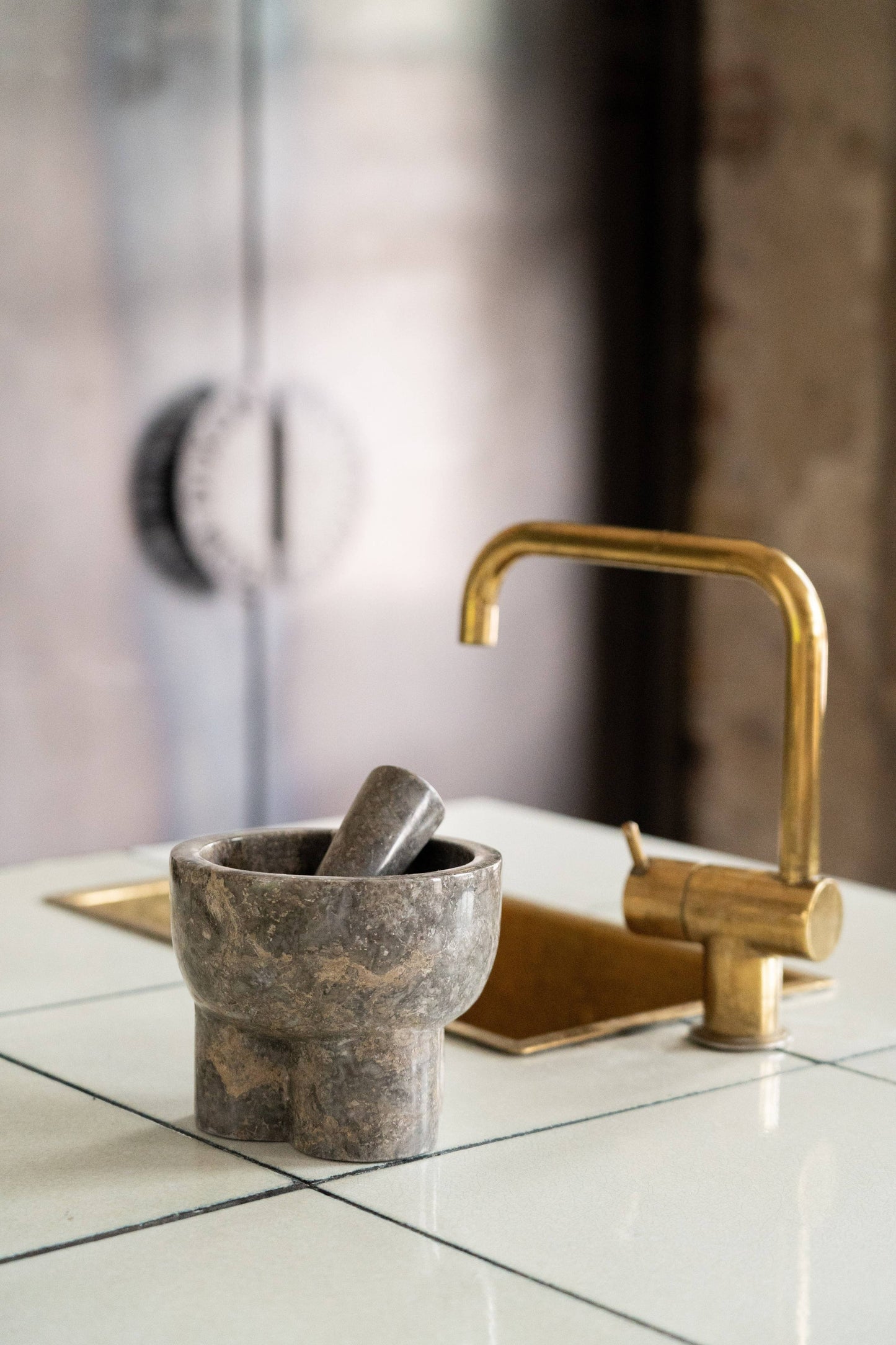 Pilon et mortier en marbre GRIS