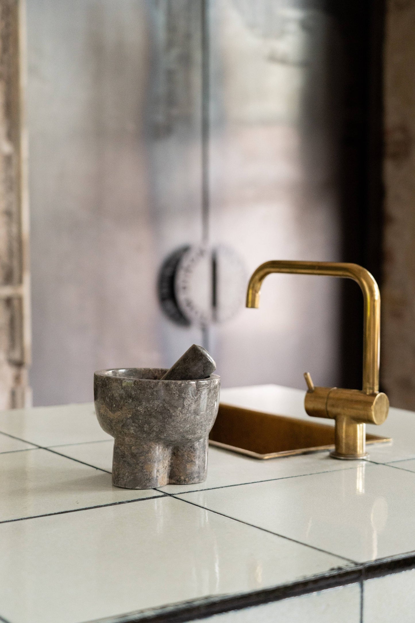 Pilon et mortier en marbre GRIS