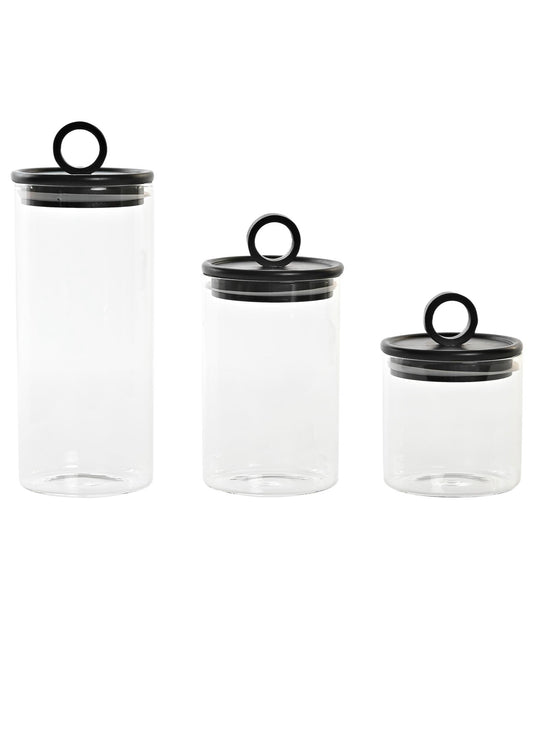 Set de 3 pots en verre